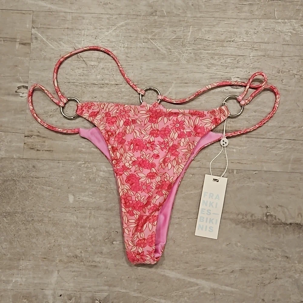 💕FRANKIES BIKINIS💕 Kailyn String Bikini Bottom ~ Rose Bouquet Large L NWT